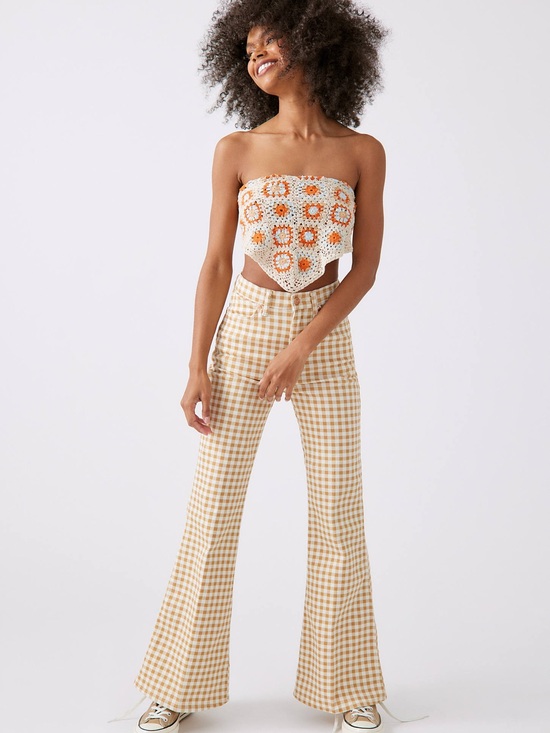 Wrangler Pants - Wrangler Yellow Gingham Flare Pants